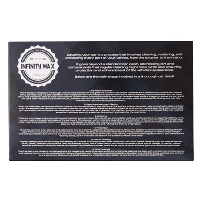 Infinity Wax car detailing guide on a black background